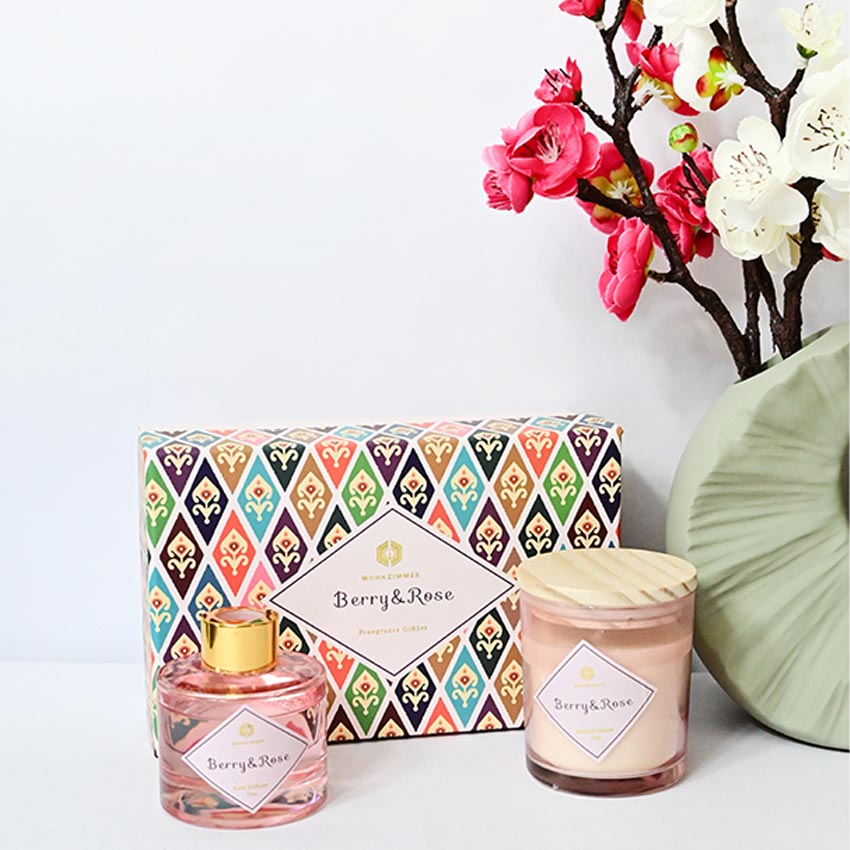Reed Fragrance Diffuser and Scented Candle Gift Set | 11 x 5 x 3 inches