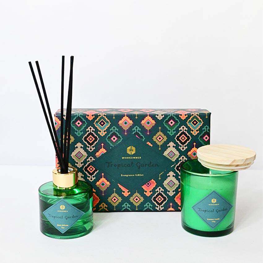Reed Fragrance Diffuser and Scented Candle Gift Set | 11 x 5 x 3 inches