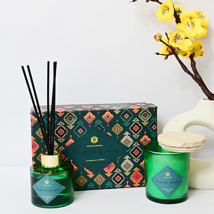 Reed Fragrance Diffuser and Scented Candle Gift Set | 11 x 5 x 3 inches