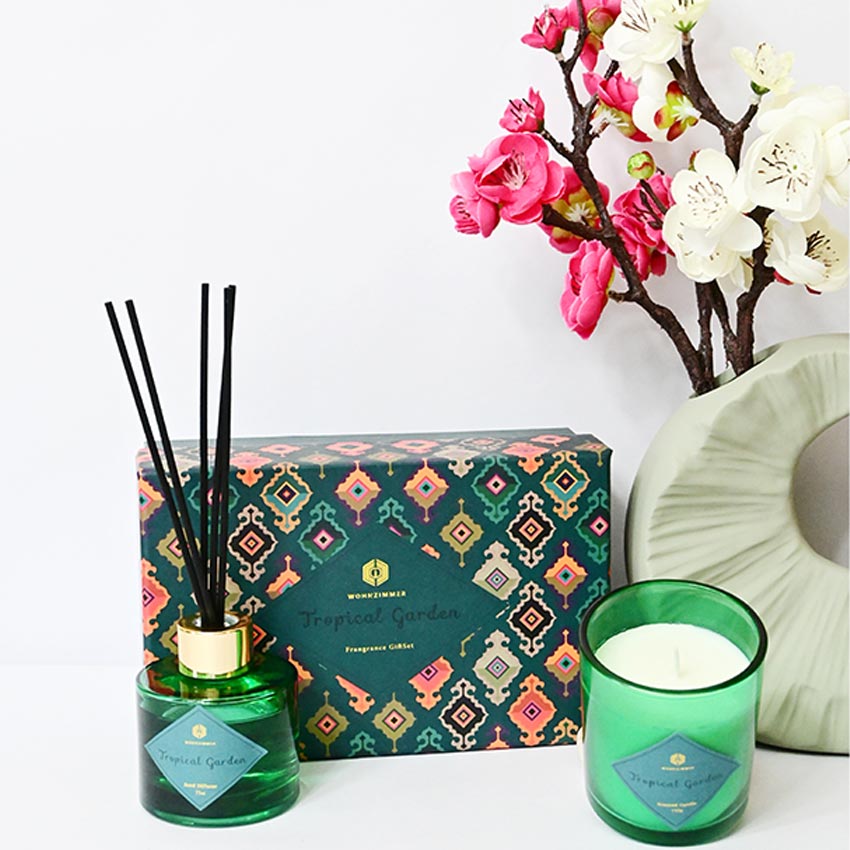 Reed Fragrance Diffuser and Scented Candle Gift Set | 11 x 5 x 3 inches