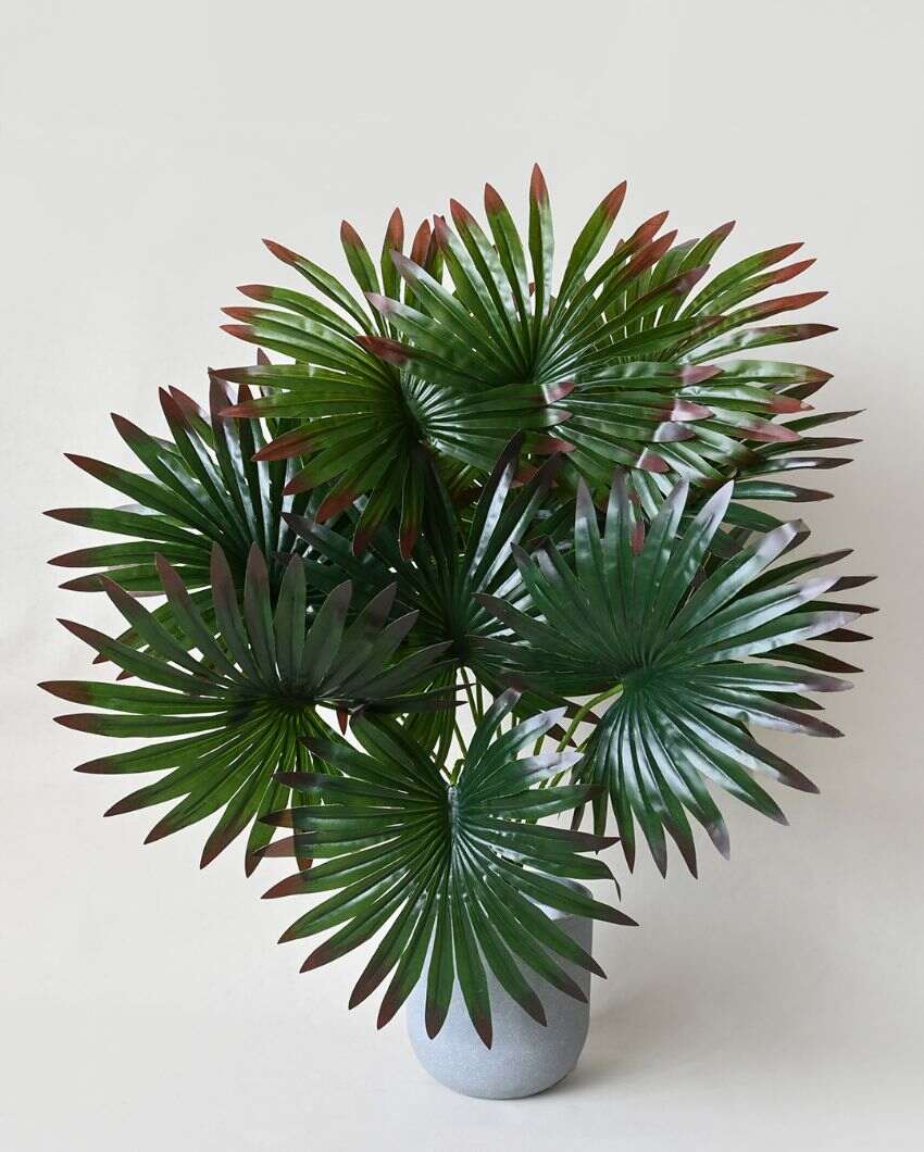 Palm Artificial Polyester Plant with Pot | 12 Leaves | 2 feet