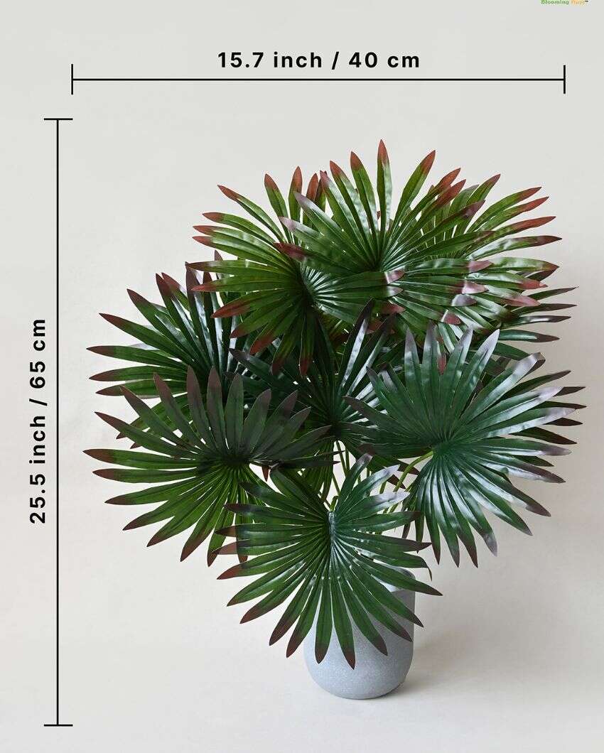 Palm Artificial Polyester Plant with Pot | 12 Leaves | 2 feet
