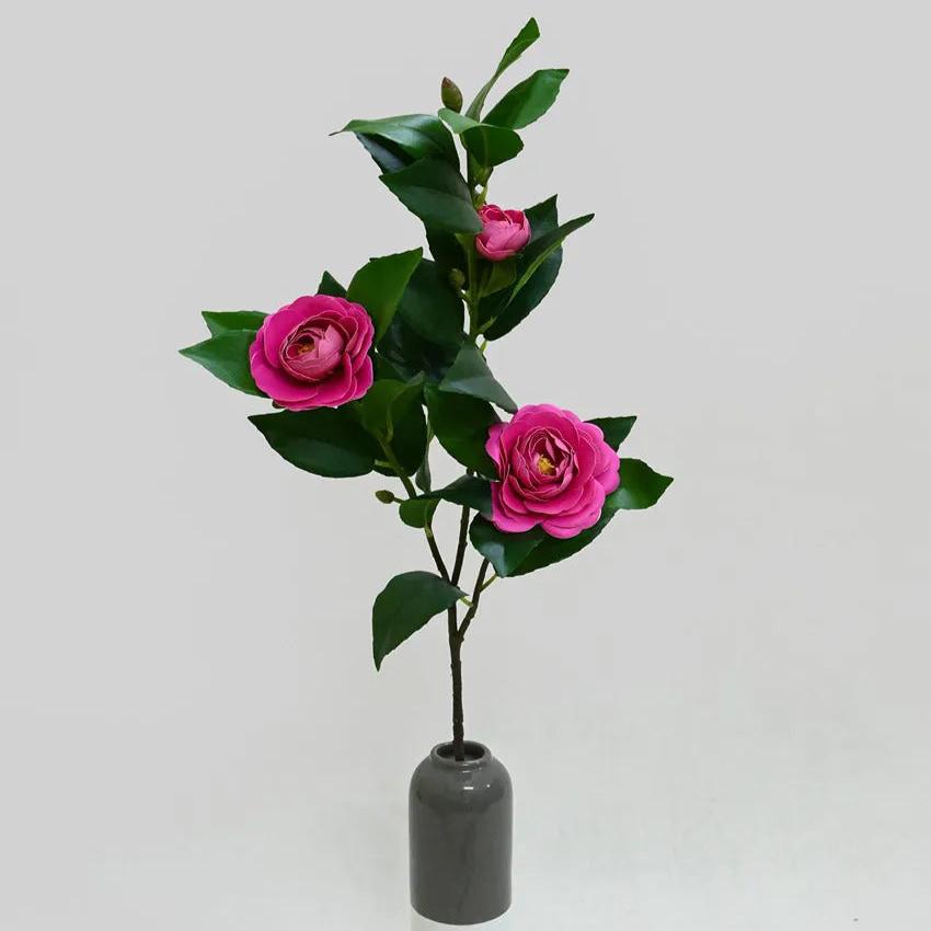 Elegant Artificial Single Stick With Three Rose Flowers Without Vase | 3 feet