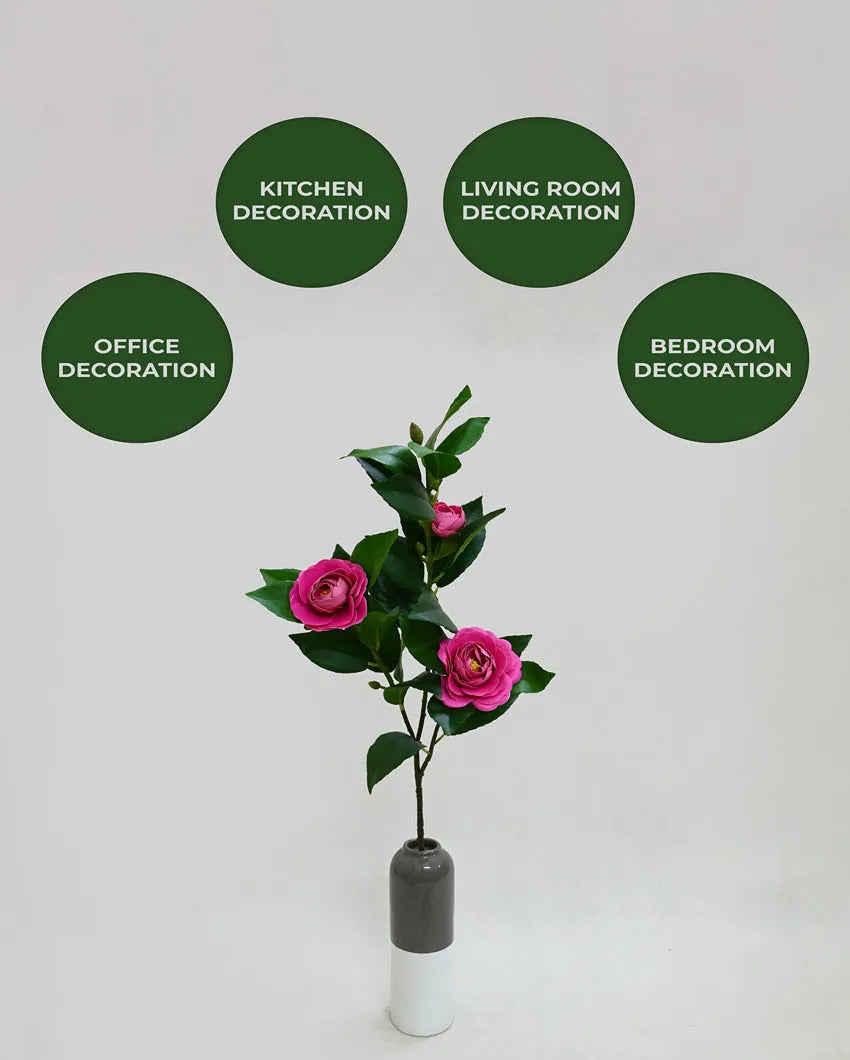 Elegant Artificial Single Stick With Three Rose Flowers Without Vase | 3 feet