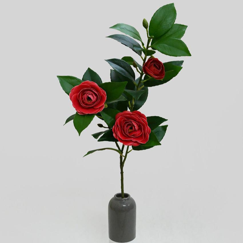 Elegant Artificial Single Stick With Three Rose Flowers Without Vase | 3 feet
