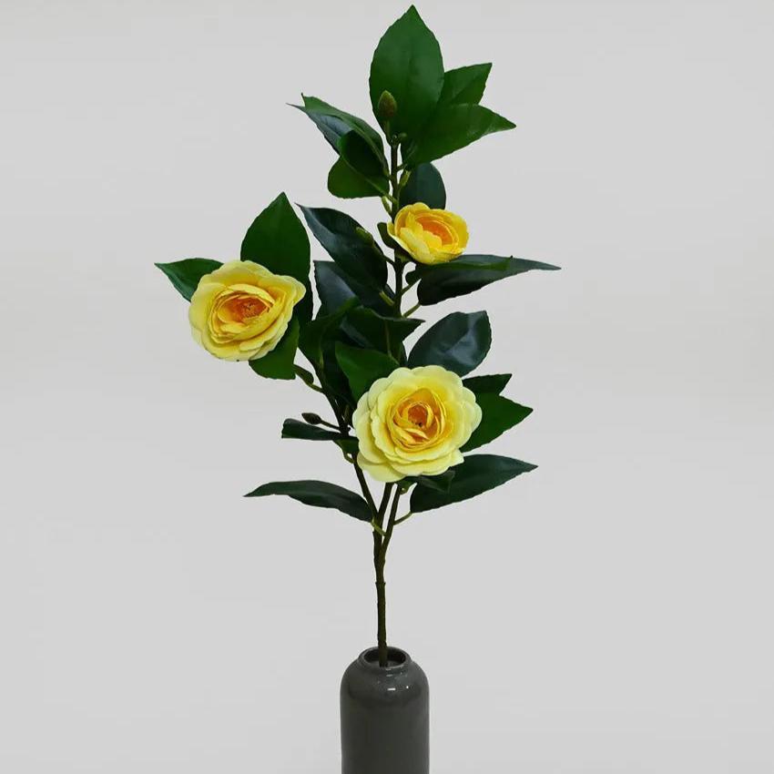 Elegant Artificial Single Stick With Three Rose Flowers Without Vase | 3 feet