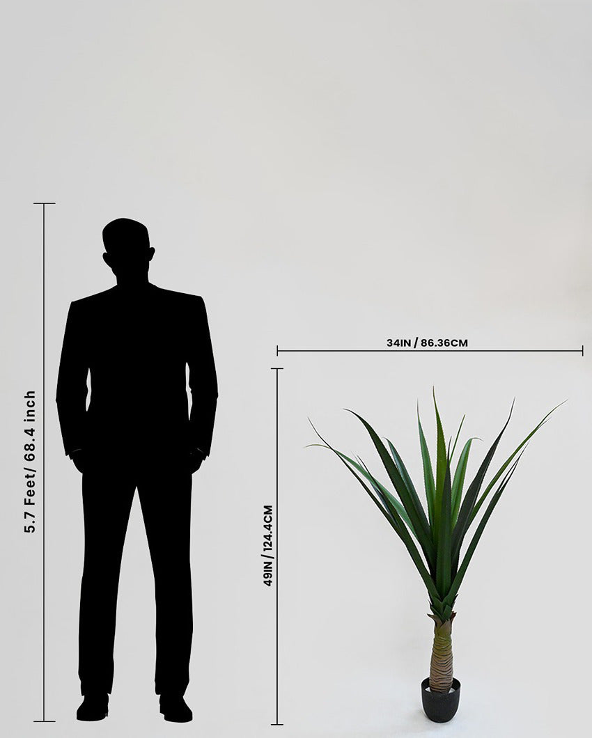 Majestic Artificial Yucca Plant with Basic Black Pot | 4 Feet