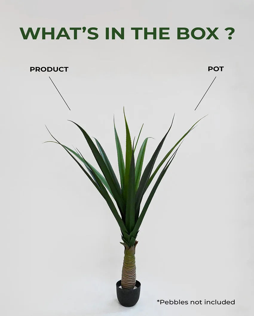 Majestic Artificial Yucca Plant with Basic Black Pot | 4 Feet