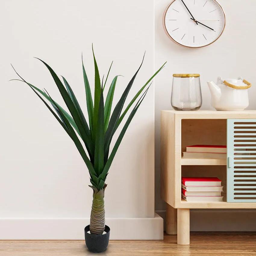 Majestic Artificial Yucca Plant with Basic Black Pot | 4 Feet