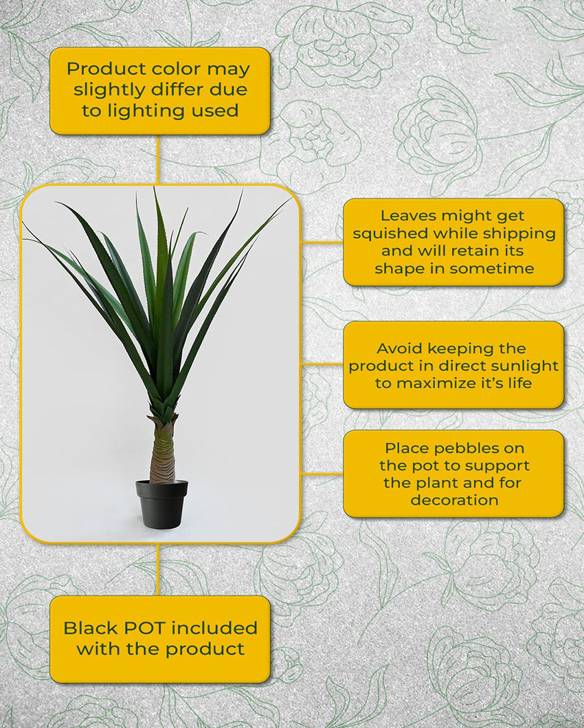 Majestic Artificial Yucca Plant with Basic Black Pot | 4 Feet