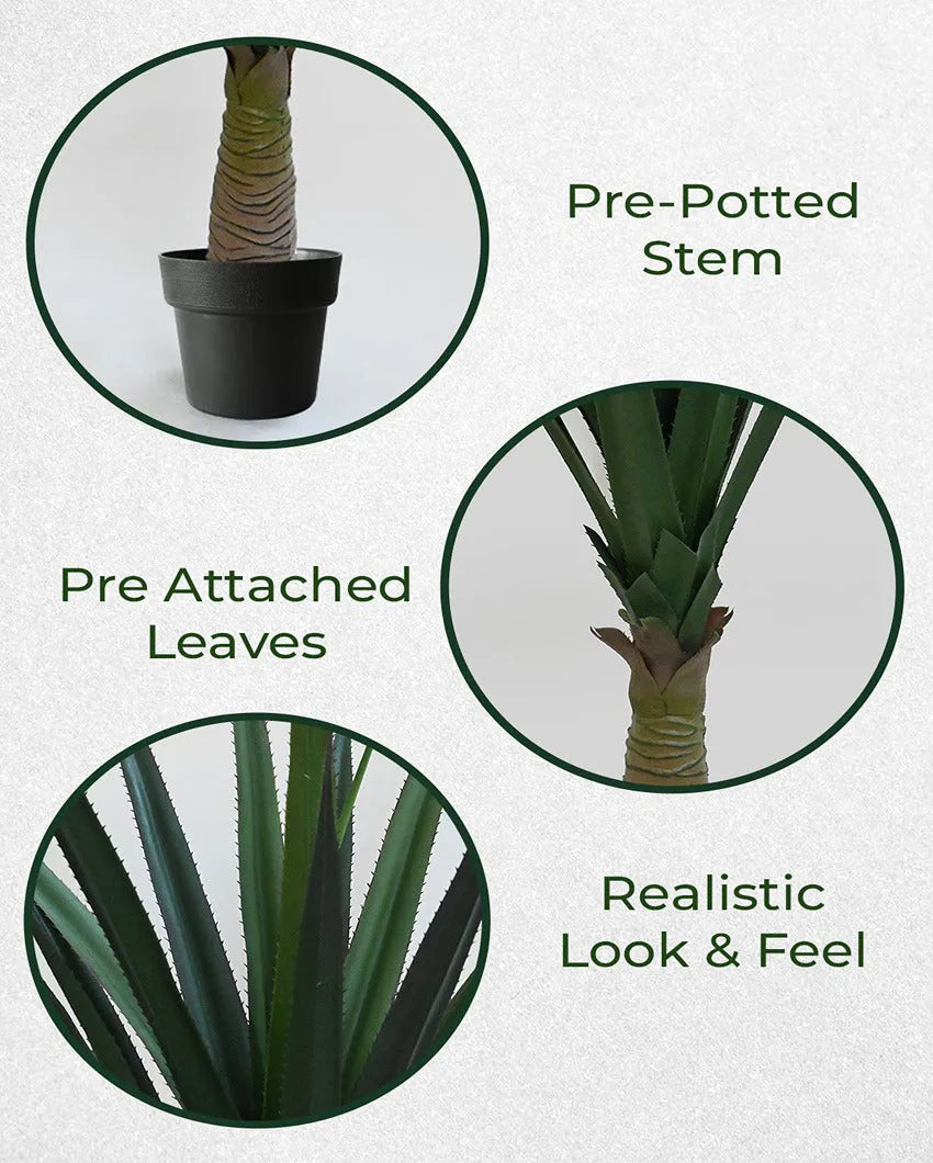 Majestic Artificial Yucca Plant with Basic Black Pot | 4 Feet