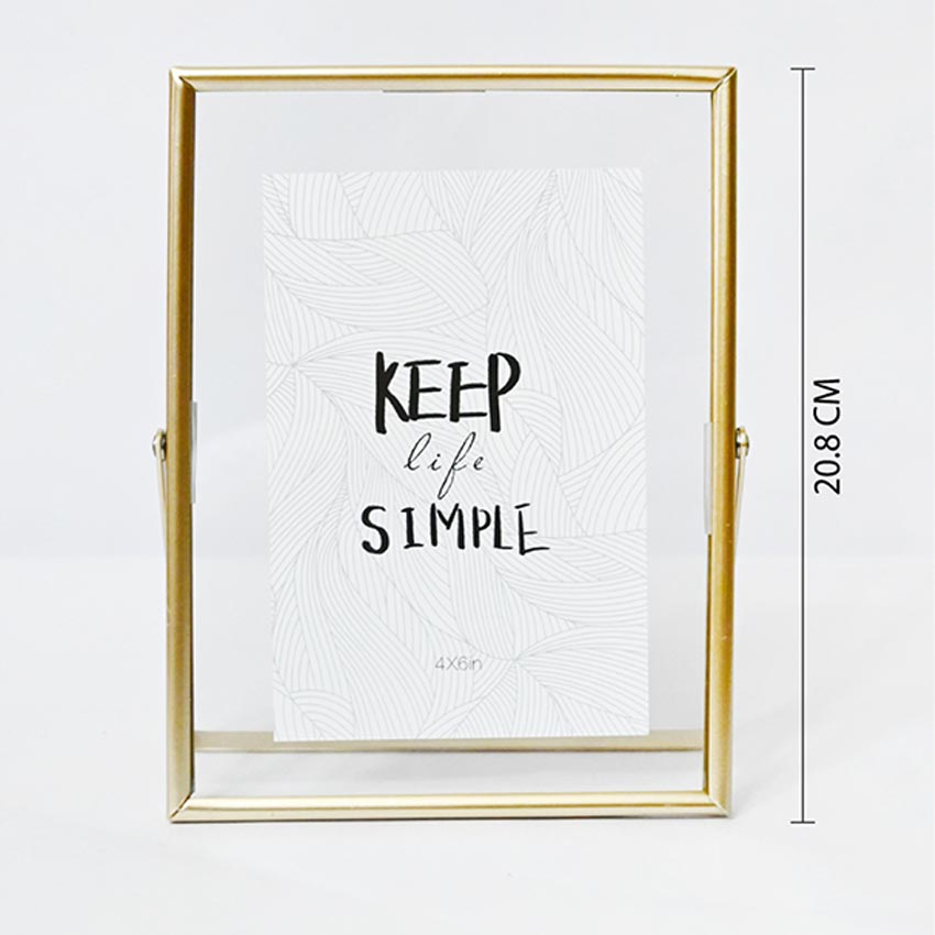 Quote Keep Life Simple Tempered Glass Golden Metal Frame