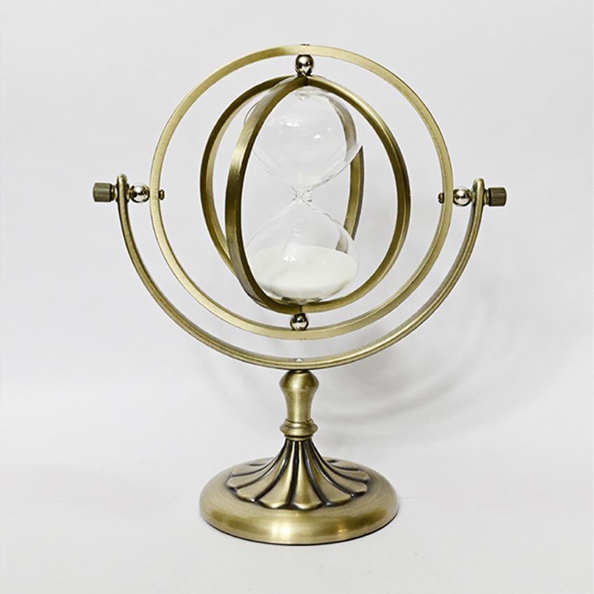 Timeless Charm Brass Golden Rotating Hourglass | 4 x 9 inches