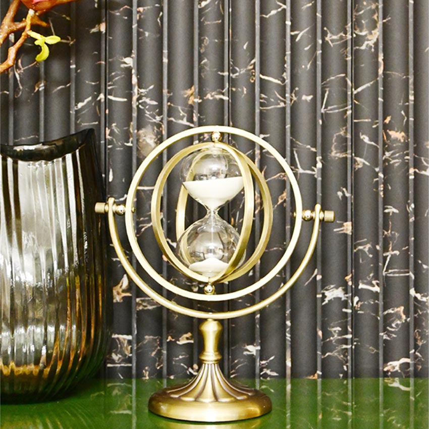Timeless Charm Brass Golden Rotating Hourglass | 4 x 9 inches