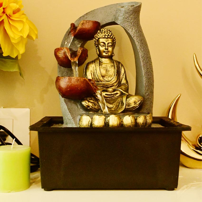 Tranquil Buddha Serenity Tabletop Water Fountain Display | 8 x 4 x 11 inches