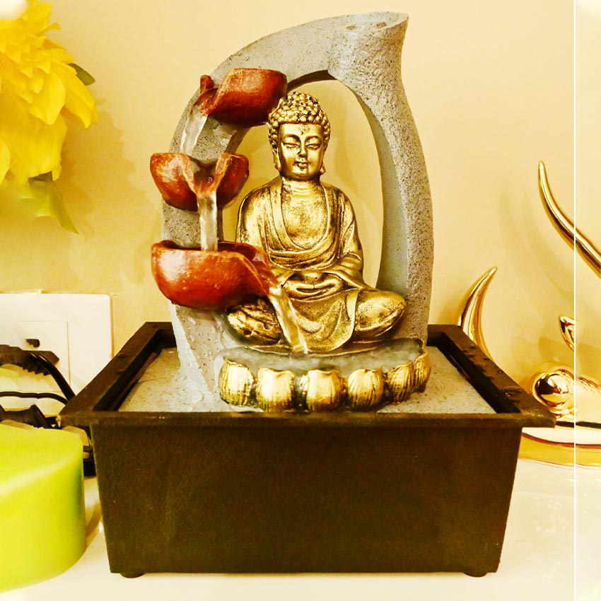 Tranquil Buddha Serenity Tabletop Water Fountain Display | 8 x 4 x 11 inches