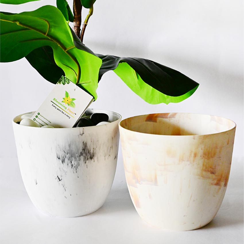 Modern Artistic White Tie Dye Indoor Planter Pot Without Plant | 6 x 5 inches