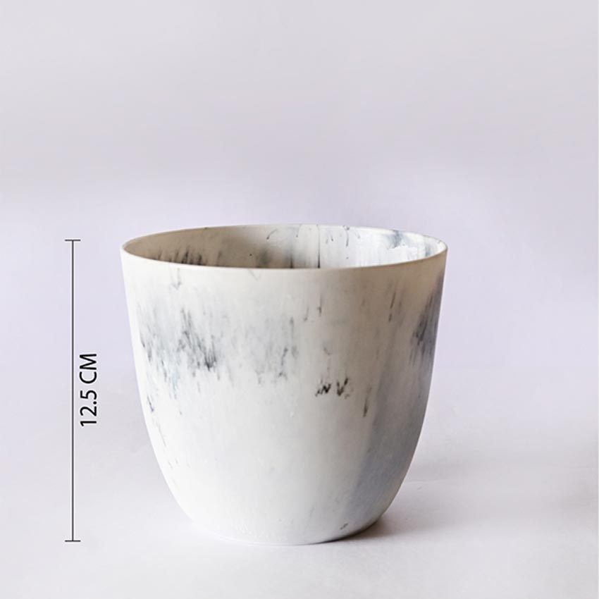 Modern Artistic White Tie Dye Indoor Planter Pot Without Plant | 6 x 5 inches