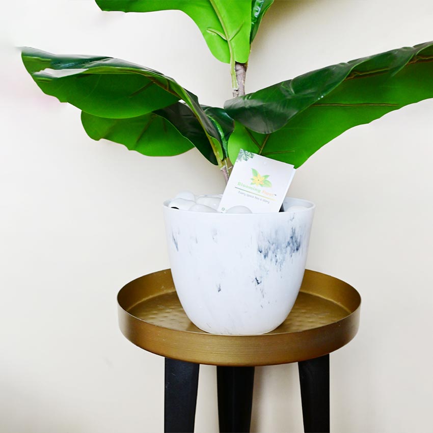 Modern Artistic White Tie Dye Indoor Planter Pot Without Plant | 6 x 5 inches