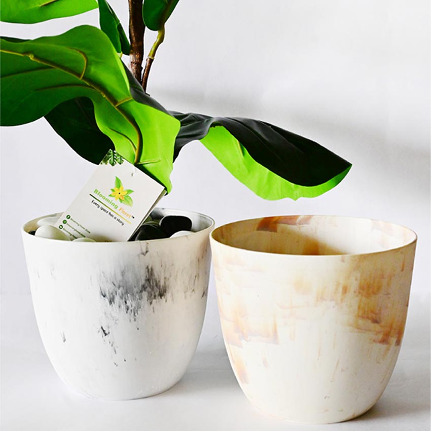 Modern Artistic White Tie Dye Indoor Planter Pot Without Plant | 6 x 5 inches