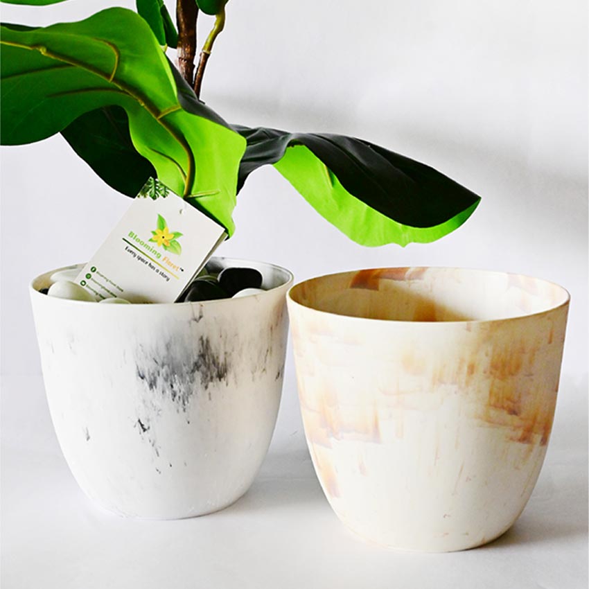 Modern Artistic White Tie Dye Indoor Planter Pot Without Plant | 6 x 5 inches