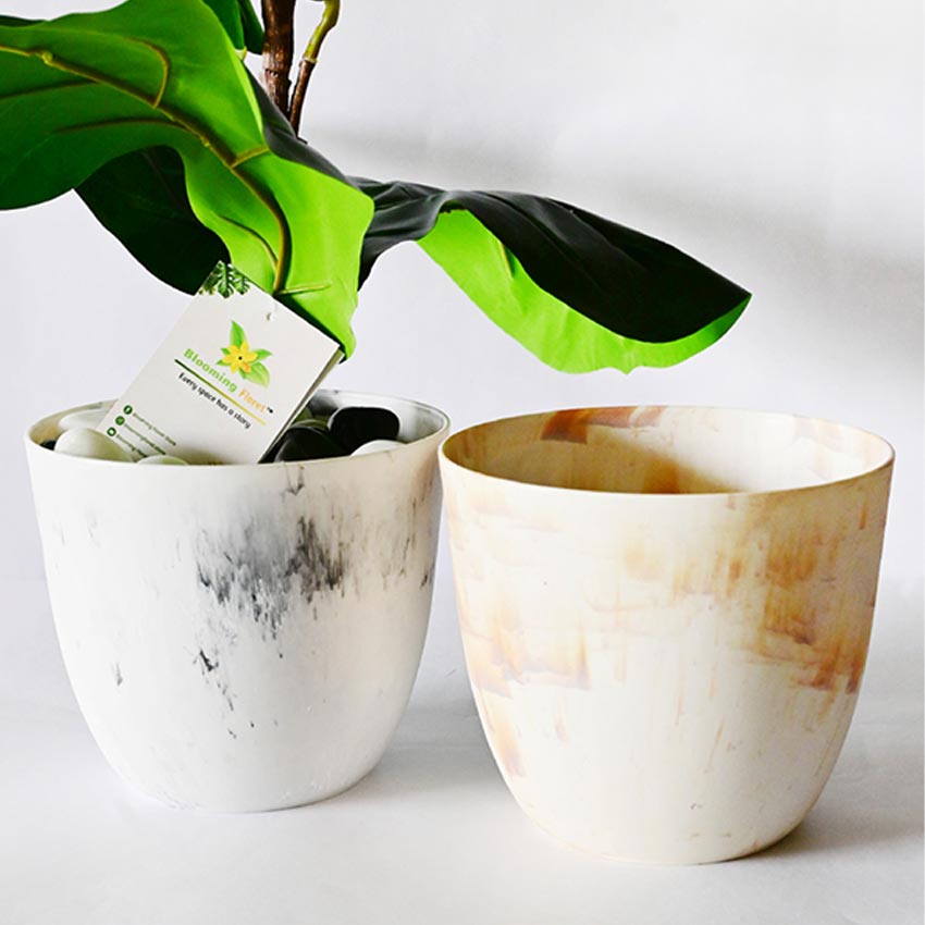 Modern Artistic White Tie Dye Indoor Planter Pot Without Plant | 6 x 5 inches
