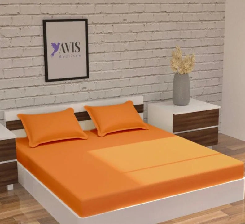 Orange Cotton Bedding Set With Pillow Covers | King Size | 108 x 108 Inches