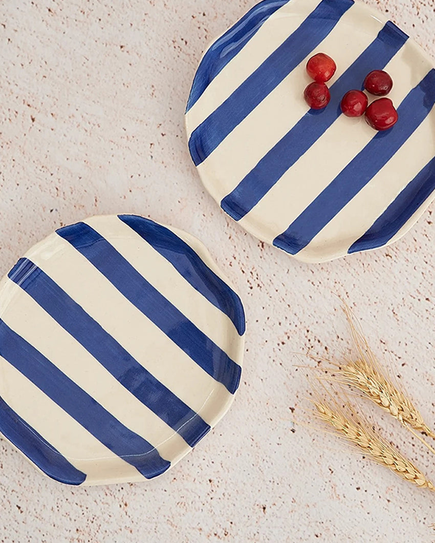 Playful Ceramic Stripe Cookie Plate | 4 x 4 inches