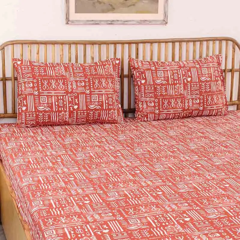 Rusty Gamathi Cotton Bedding Set With Pillow Cover | King Size | 108 x 108 Inches