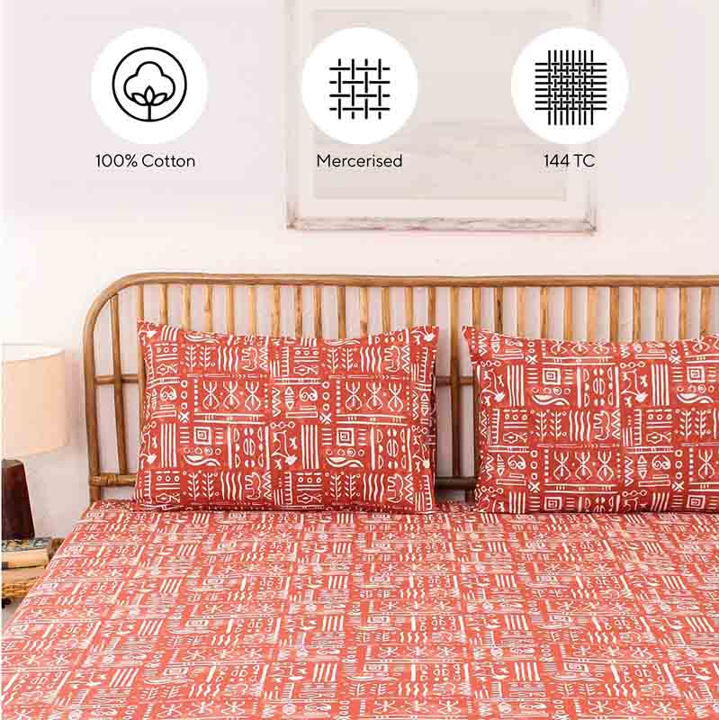 Rusty Gamathi Cotton Bedding Set With Pillow Cover | King Size | 108 x 108 Inches