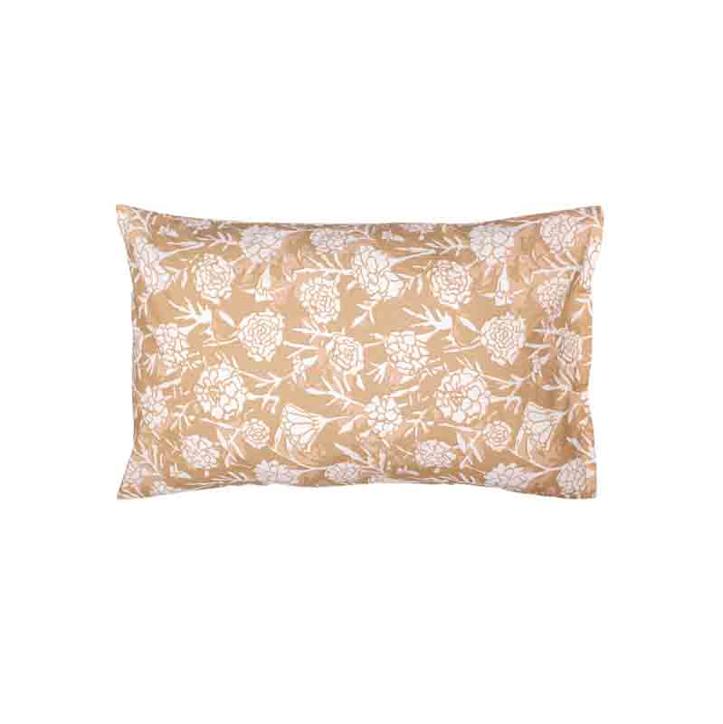 Beige Genda Phool Cotton Bedding Set With Pillow Cover | King Size | 108 x 108 Inches