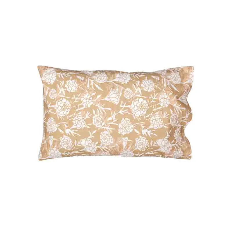 Beige Genda Phool Cotton Bedding Set With Pillow Cover | King Size | 108 x 108 Inches