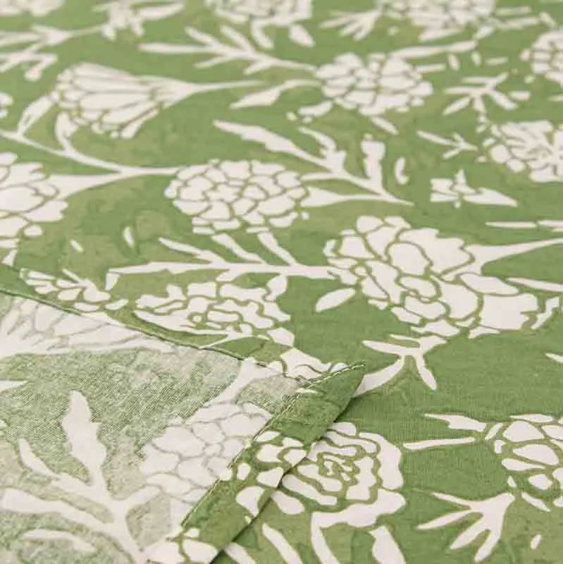 Green Genda Phool Cotton Bedding Set With Pillow Cover | King Size | 108 x 108 Inches