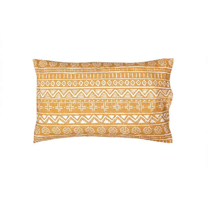 Yellow Kullu Patti Cotton Satin Bedding Set With Pillow Cover | Single Size | 59 x 91 Inches