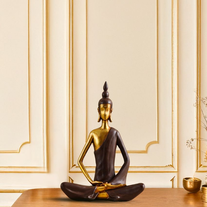 Exquisite Magnificent Modern Gold Meditating Buddha Statue | 6 x 7 inches