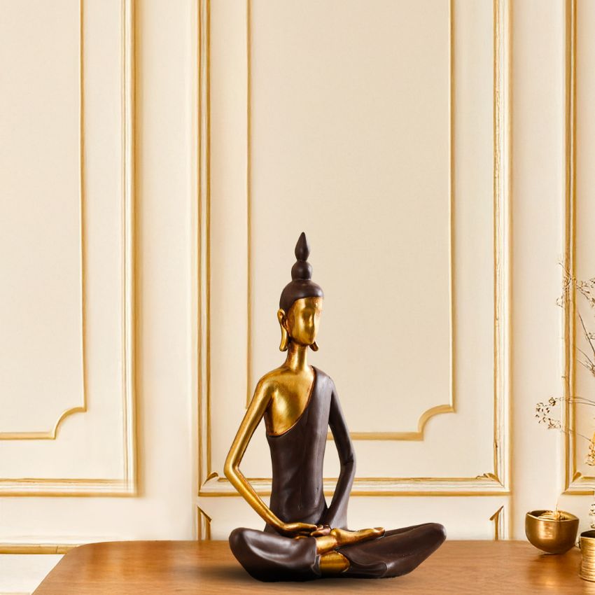 Exquisite Magnificent Modern Gold Meditating Buddha Statue | 6 x 7 inches