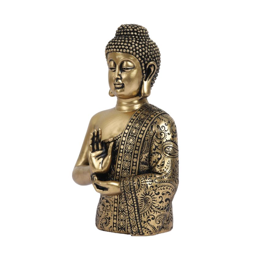 Tranquil Serene Gold Buddha Statue Home Decor | 6 x 10 inches
