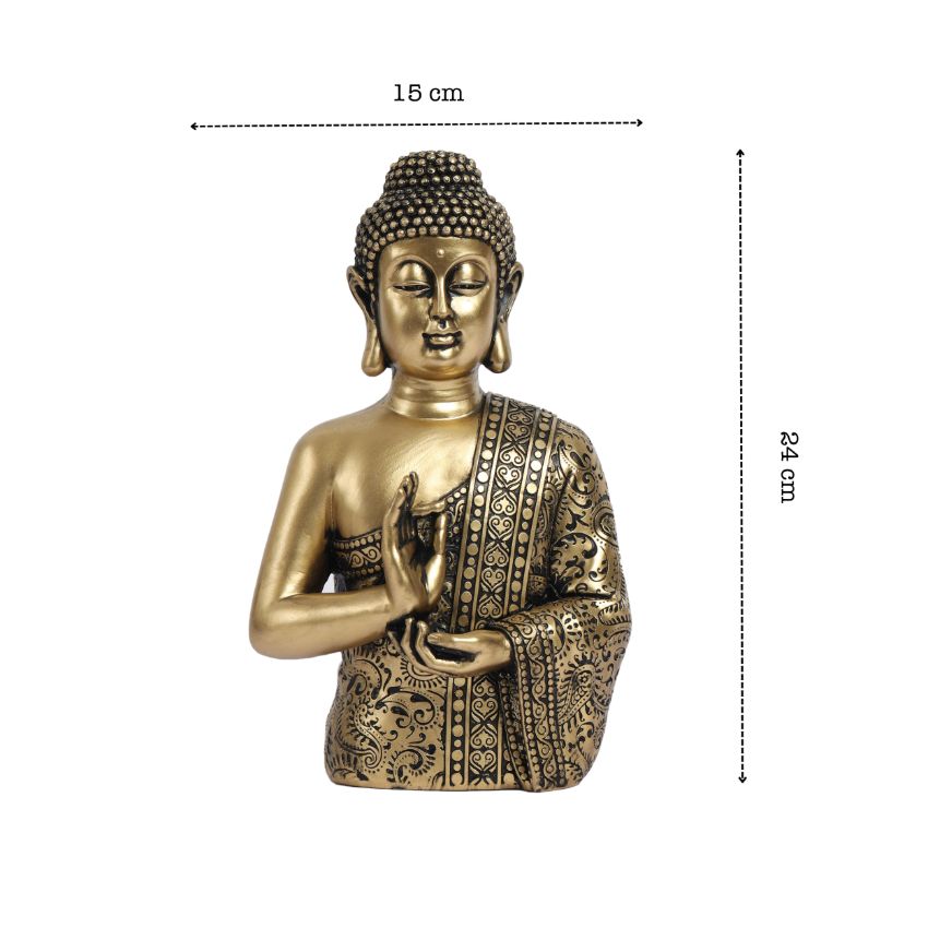 Tranquil Serene Gold Buddha Statue Home Decor | 6 x 10 inches