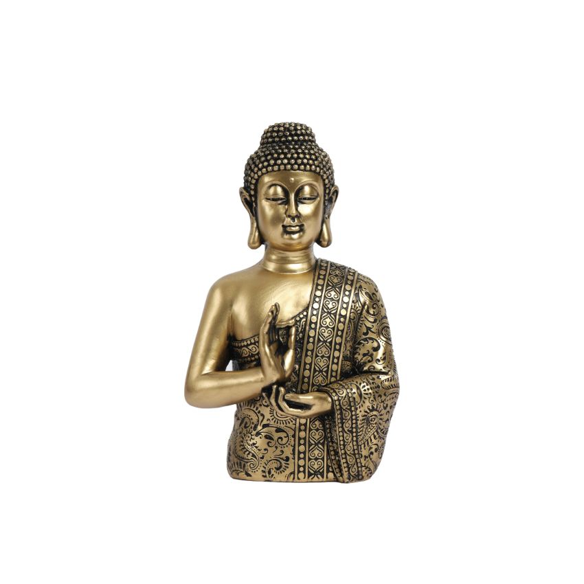 Tranquil Serene Gold Buddha Statue Home Decor | 6 x 10 inches