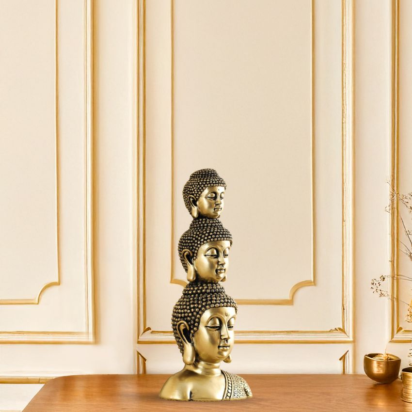 Radiant Golden Buddha Head Showpiece Centerpiece | 6 x 12 inches