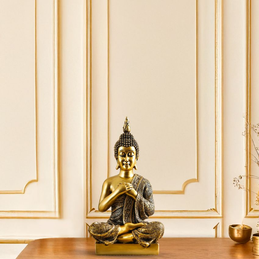Joyful Sitting Buddha Statue Spiritual Decor | 6 x 12 inches