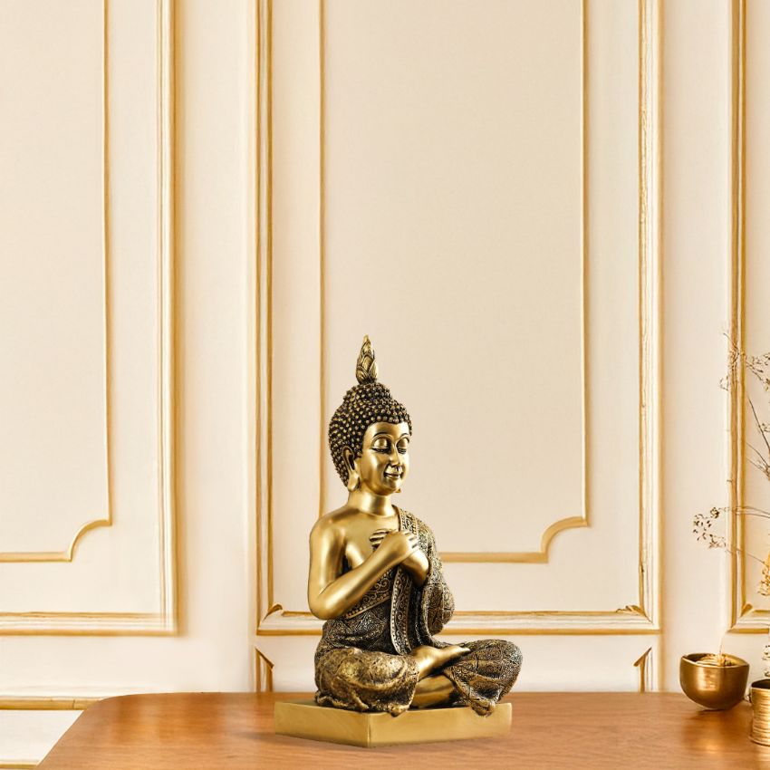 Joyful Sitting Buddha Statue Spiritual Decor | 6 x 12 inches