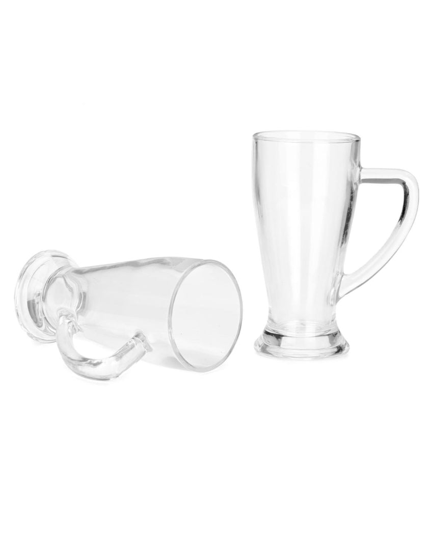 Stylish Clear Glass Beer Mugs | 250ml | Set of 2
