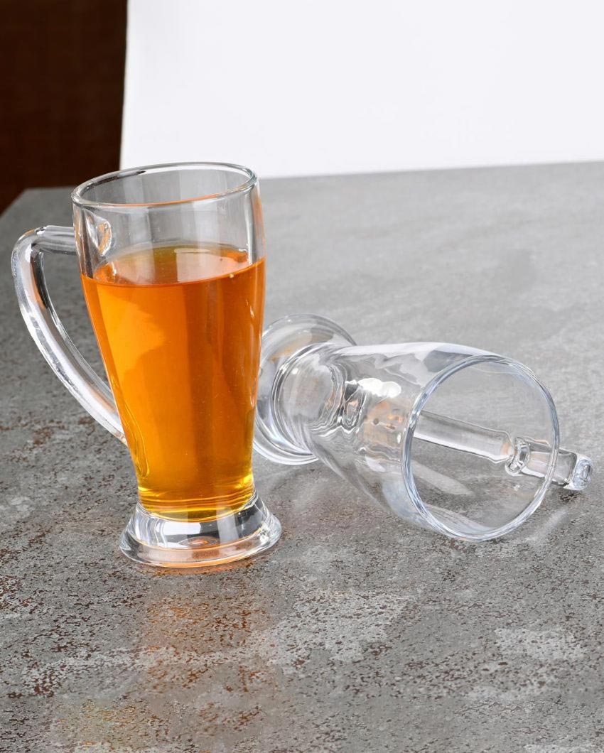 Stylish Clear Glass Beer Mugs | 250ml | Set of 2