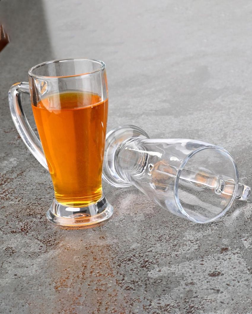 Stylish Clear Glass Beer Mugs | 250ml | Set of 2