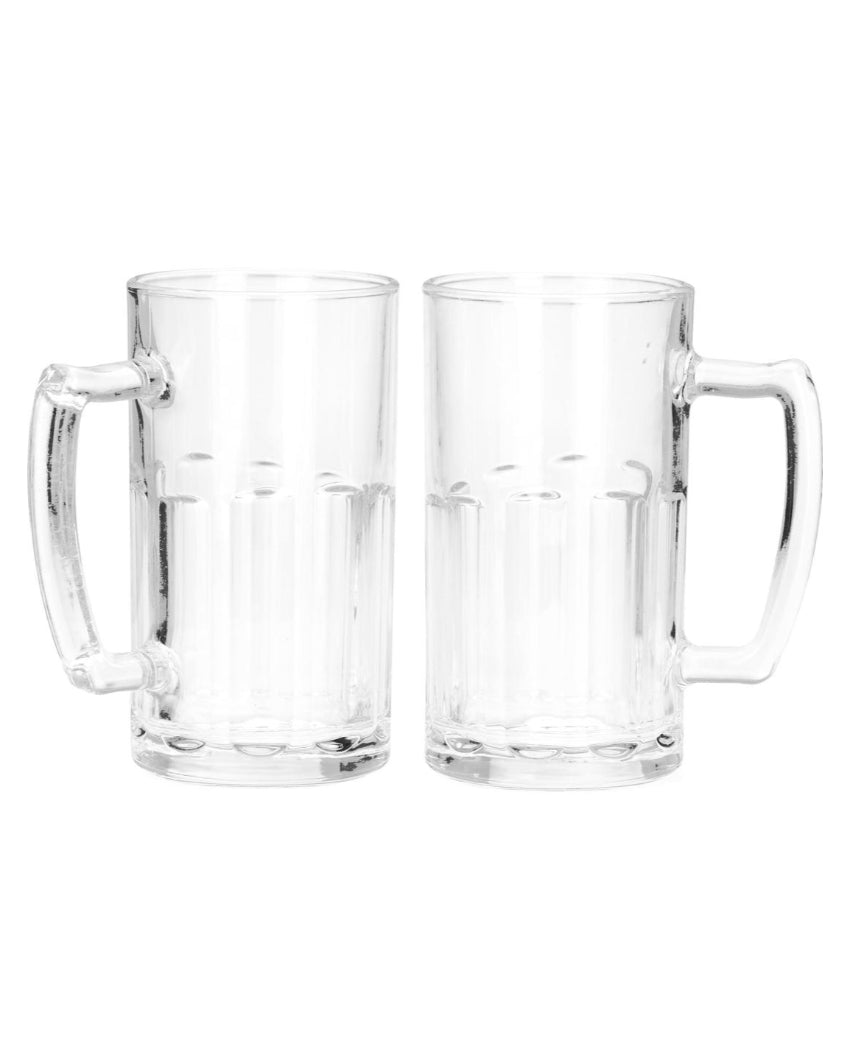 Thick Clear Glass Beer Mugs | 600ml | Set of 2