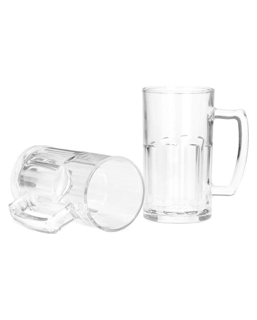 Thick Clear Glass Beer Mugs | 600ml | Set of 2