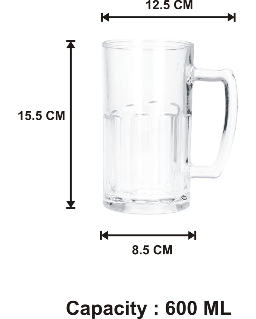 Thick Clear Glass Beer Mugs | 600ml | Set of 2