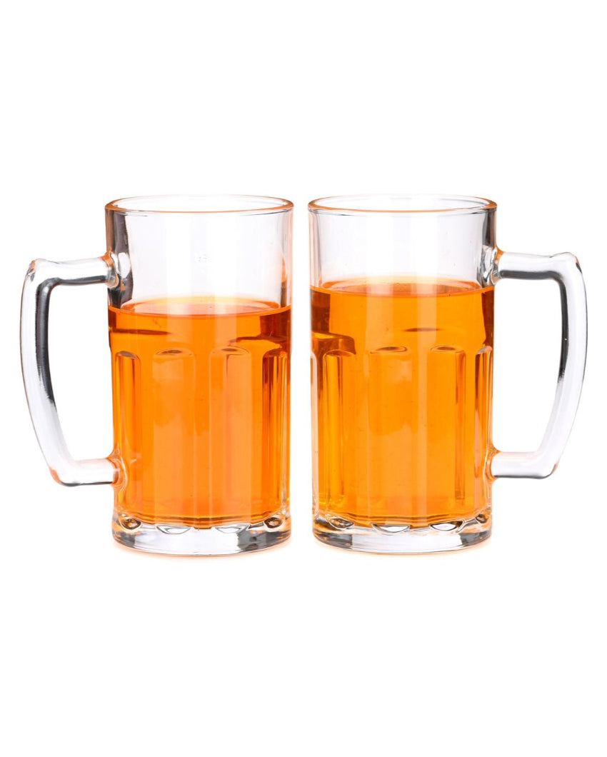 Thick Clear Glass Beer Mugs | 600ml | Set of 2