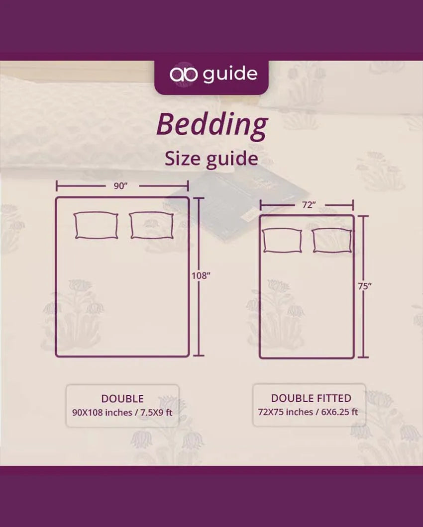 Craft Block Print Cotton Bedding Set | King Size | 90 x 106 inches